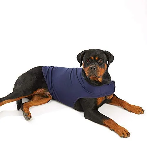 Furubaby Ansiedad Perro Abrigo una camisa Calm Down Perro Chaqueta para xs Pequeño Mediano Grande XL Perros | Color Sólido Azul Gris Verde Rosa Thunder Dog Wrap(Dark Blue)