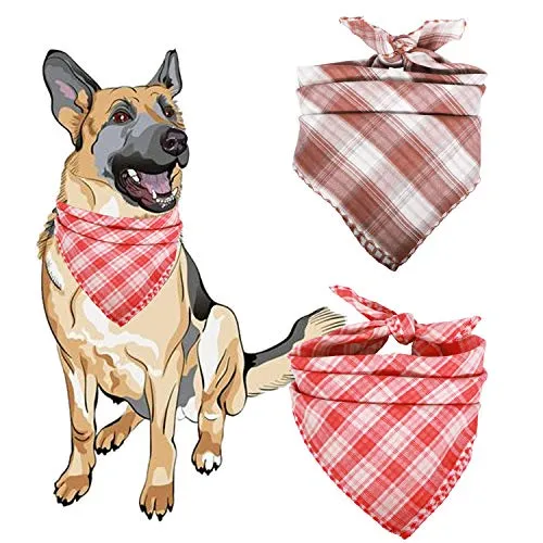 BONGEAR Bandanas para perro, paquete de 2, bufandas a cuadros para perros pequeños, medianos, grandes, gatos, pañuelos, mascotas, pañuelo