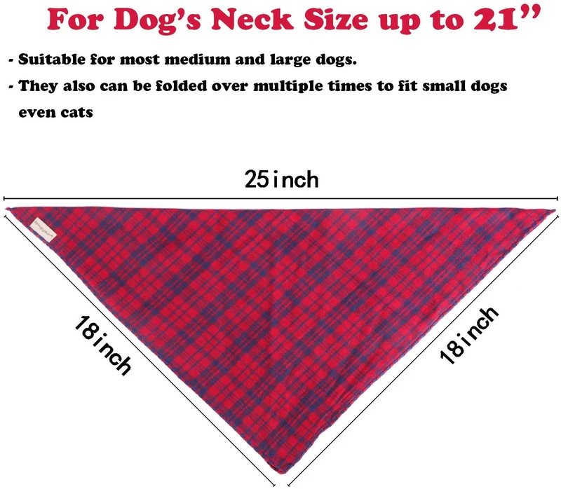 BONGEAR Bandanas para perro, paquete de 2, bufandas a cuadros para perros pequeños, medianos, grandes, gatos, pañuelos, mascotas, pañuelo