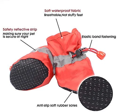Rotanet - Botas de perro para interiores y exteriores, con dos correas de sujeción ajustables y suela suave antideslizante. Botas de perro perfectas para perros pequeños, 4 unidades...