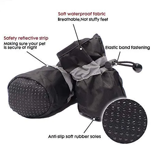 Rotanet - Botas de perro para interiores y exteriores, con dos correas de sujeción ajustables y suela suave antideslizante. Botas de perro perfectas para perros pequeños, 4 unidades...