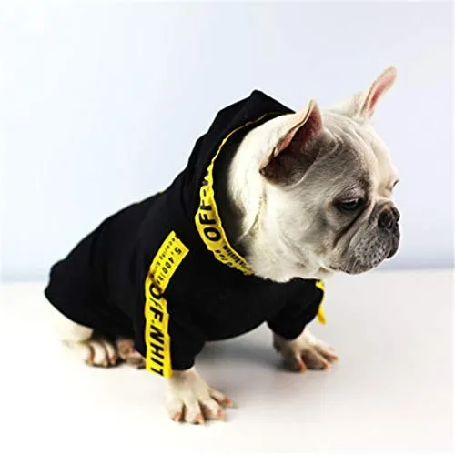 CT COUTUDI - Sudadera con capucha para perros pequeños, color amarillo y negro