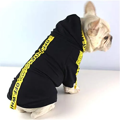 CT COUTUDI - Sudadera con capucha para perros pequeños, color amarillo y negro
