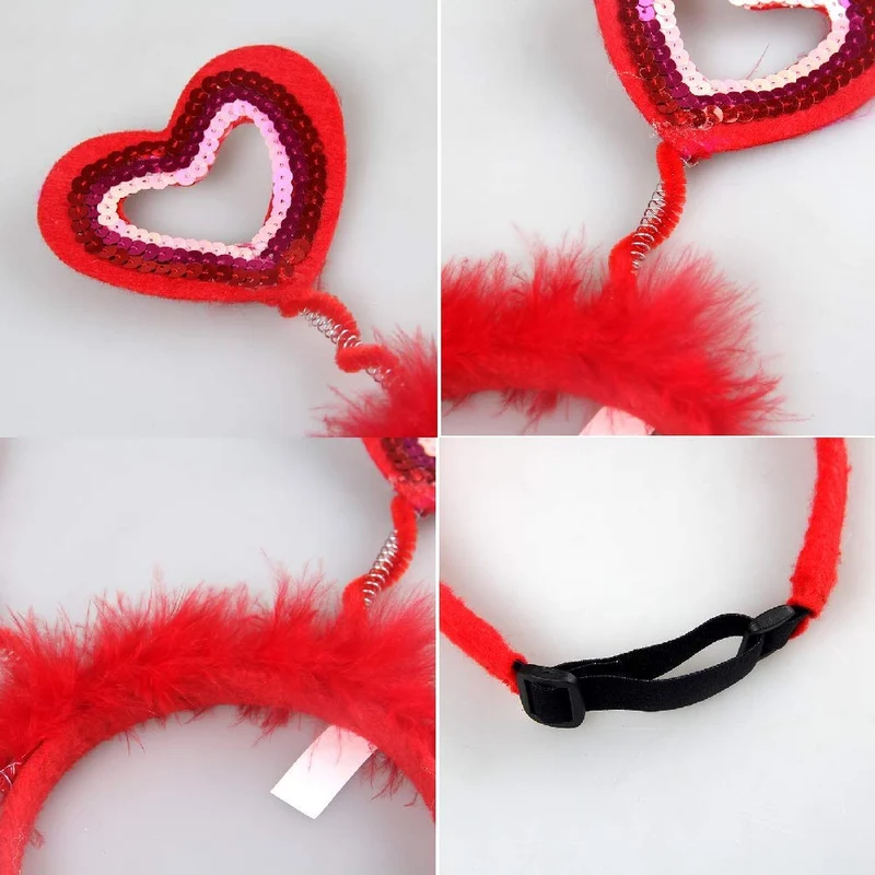 CheeseandU - Diadema para perro, gato, con lentejuelas, diseño de corazones, color rojo