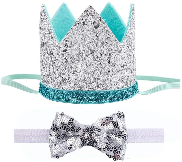 Perktail Cute Pet Birthday Crown Hat and Bow tie Collar Set for Dog Cat Birthday Party Supplies