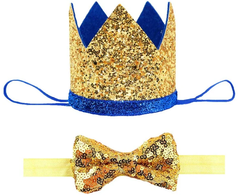 Perktail Cute Pet Birthday Crown Hat and Bow tie Collar Set for Dog Cat Birthday Party Supplies
