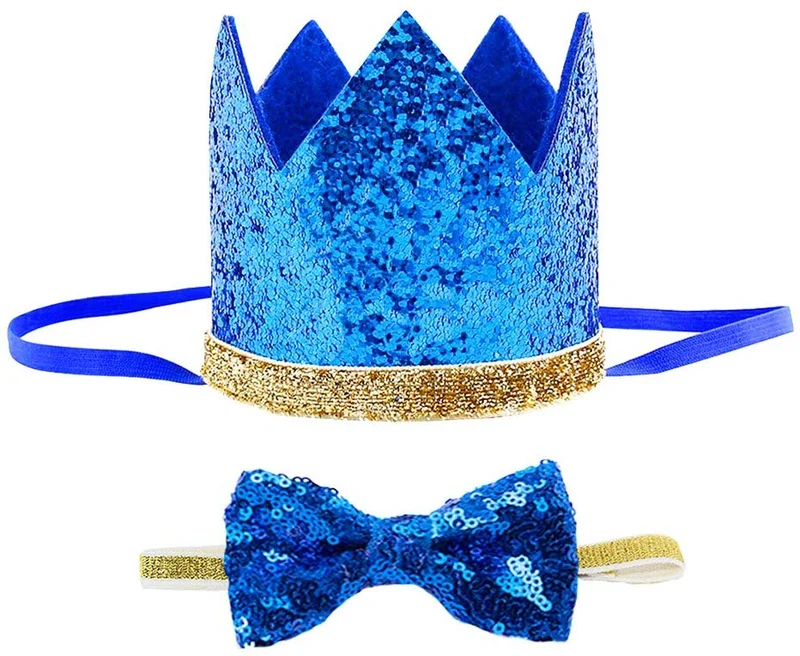 Perktail Cute Pet Birthday Crown Hat and Bow tie Collar Set for Dog Cat Birthday Party Supplies