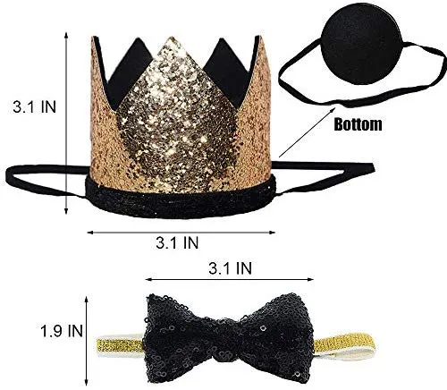 Perktail Cute Pet Birthday Crown Hat and Bow tie Collar Set for Dog Cat Birthday Party Supplies