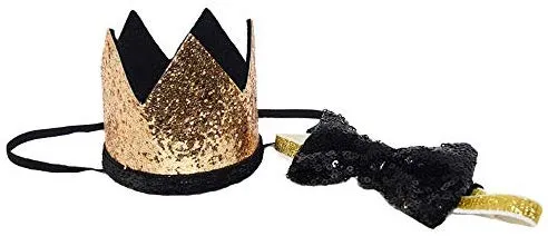 Perktail Cute Pet Birthday Crown Hat and Bow tie Collar Set for Dog Cat Birthday Party Supplies