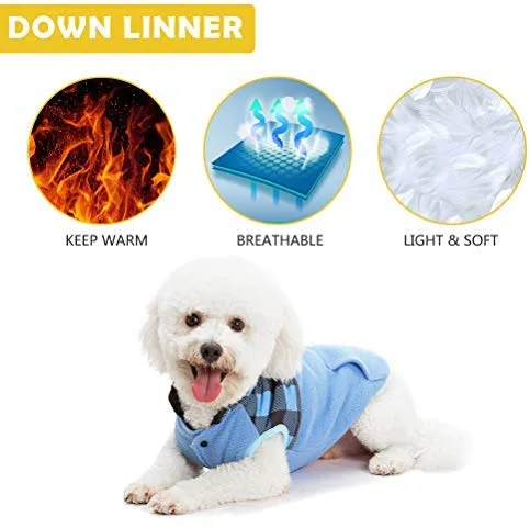 Chaleco polar para perro de SCIROKKO, chaleco de invierno con lado impermeable – Ropa reversible para mascotas para clima frío – chamarra a cuadros para cachorros y gatos