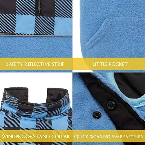 Chaleco polar para perro de SCIROKKO, chaleco de invierno con lado impermeable – Ropa reversible para mascotas para clima frío – chamarra a cuadros para cachorros y gatos