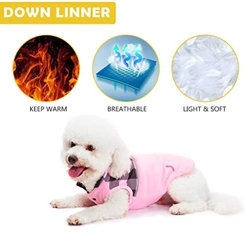 Chaleco polar para perro de SCIROKKO, chaleco de invierno con lado impermeable – Ropa reversible para mascotas para clima frío – chamarra a cuadros para cachorros y gatos