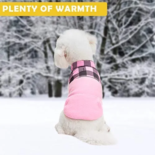 Chaleco polar para perro de SCIROKKO, chaleco de invierno con lado impermeable – Ropa reversible para mascotas para clima frío – chamarra a cuadros para cachorros y gatos