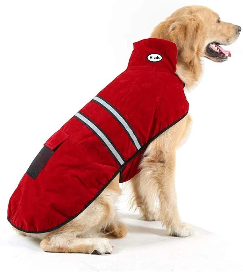 Abrigo Hiado para perro con agujero para arnés y tira reflectante para invierno frío