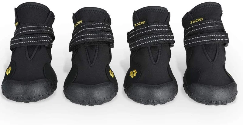 Zacro Botas protectoras para perro, 4 unidades, zapatos impermeables para perros medianos a grandes, zapatos protectores con dos correas de sujeción reflectantes y suela antideslizante resistente, tamaño: 4 – 8