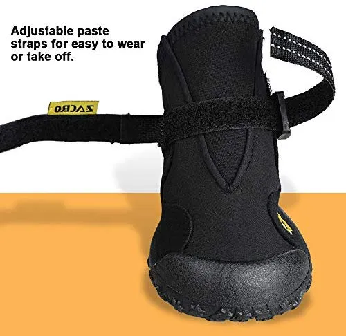 Zacro Botas protectoras para perro, 4 unidades, zapatos impermeables para perros medianos a grandes, zapatos protectores con dos correas de sujeción reflectantes y suela antideslizante resistente, tamaño: 4 – 8