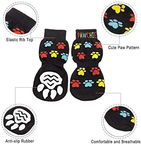 Pawchie - Calcetines antideslizantes para perro, para suelos de madera dura, protección para patas de mascotas, para uso en interiores