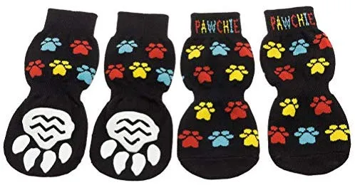 Pawchie - Calcetines antideslizantes para perro, para suelos de madera dura, protección para patas de mascotas, para uso en interiores