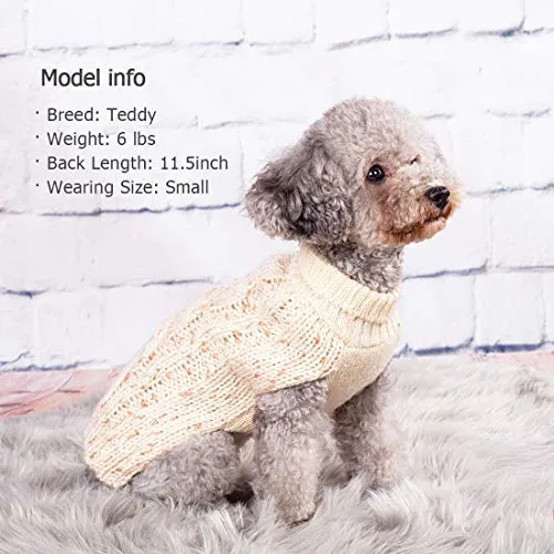 Kyeese suéteres de cuello alto para perro, suéter de punto con hilo dorado cálido para mascotas para otoño invierno