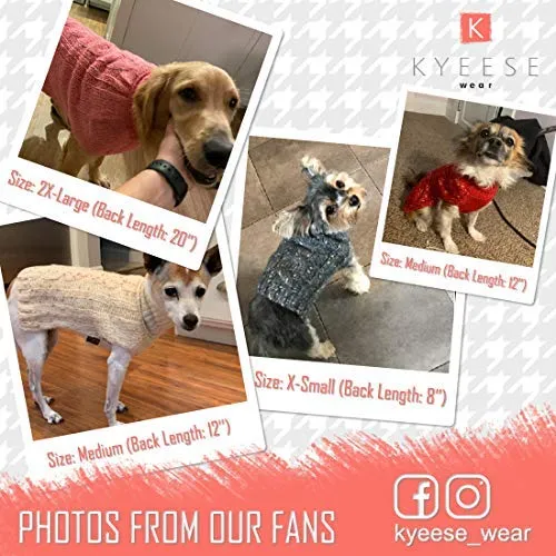 Kyeese suéteres de cuello alto para perro, suéter de punto con hilo dorado cálido para mascotas para otoño invierno