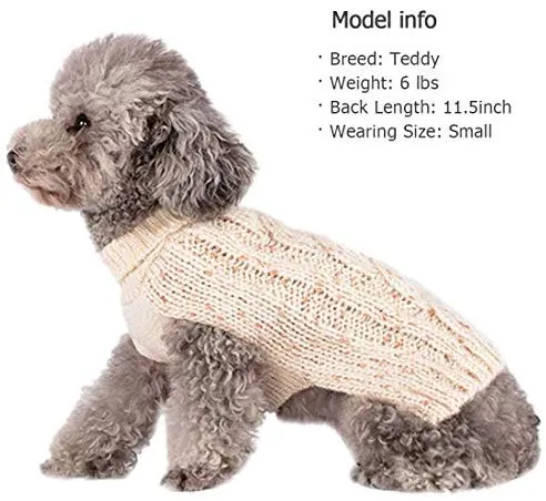 Kyeese suéteres de cuello alto para perro, suéter de punto con hilo dorado cálido para mascotas para otoño invierno