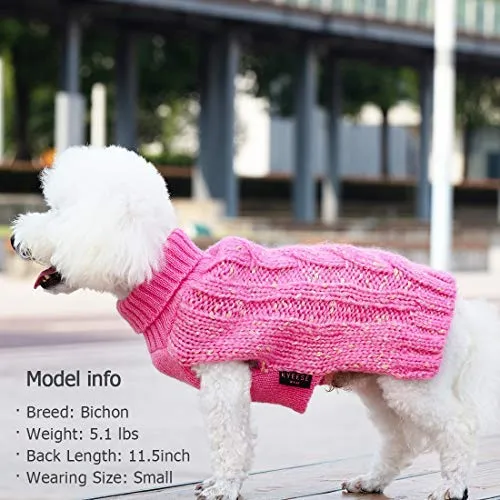 Kyeese suéteres de cuello alto para perro, suéter de punto con hilo dorado cálido para mascotas para otoño invierno