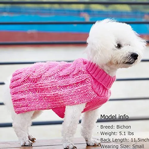 Kyeese suéteres de cuello alto para perro, suéter de punto con hilo dorado cálido para mascotas para otoño invierno