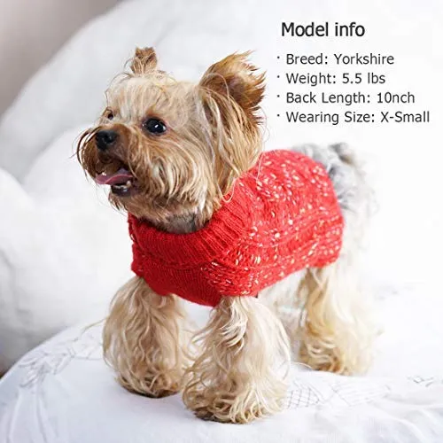 Kyeese suéteres de cuello alto para perro, suéter de punto con hilo dorado cálido para mascotas para otoño invierno