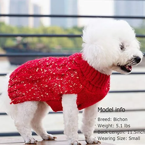 Kyeese suéteres de cuello alto para perro, suéter de punto con hilo dorado cálido para mascotas para otoño invierno