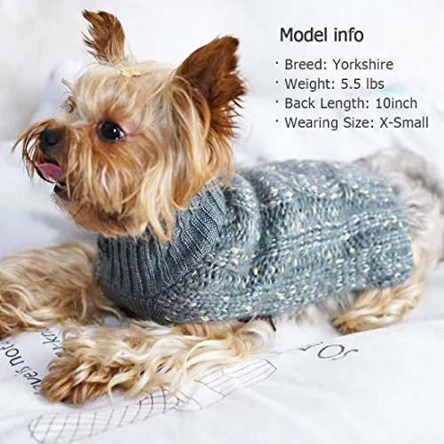 Kyeese suéteres de cuello alto para perro, suéter de punto con hilo dorado cálido para mascotas para otoño invierno