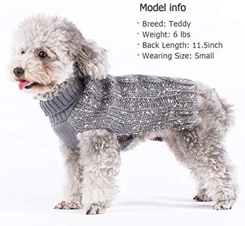 Kyeese suéteres de cuello alto para perro, suéter de punto con hilo dorado cálido para mascotas para otoño invierno