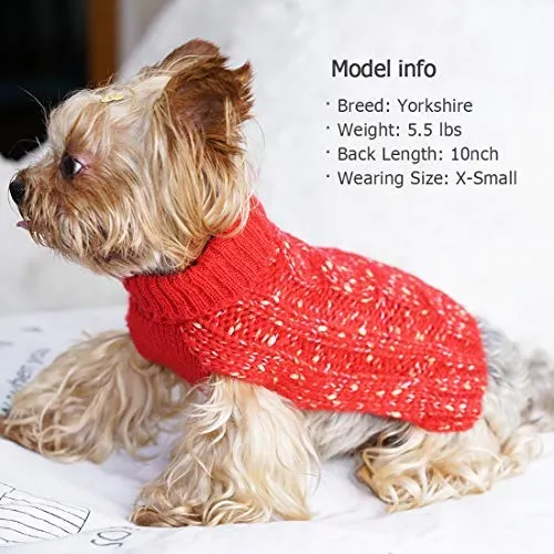 Kyeese suéteres de cuello alto para perro, suéter de punto con hilo dorado cálido para mascotas para otoño invierno