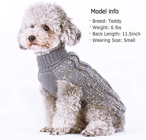 Kyeese suéteres de cuello alto para perro, suéter de punto con hilo dorado cálido para mascotas para otoño invierno