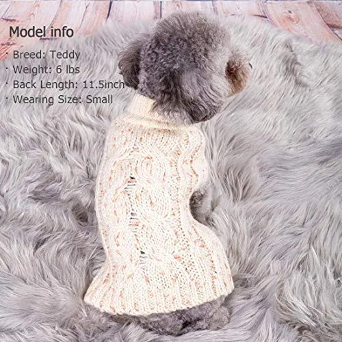 Kyeese suéteres de cuello alto para perro, suéter de punto con hilo dorado cálido para mascotas para otoño invierno