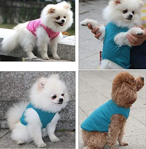 WEONE - Camisetas de algodón a rayas para perro, chaleco básico suave y transpirable