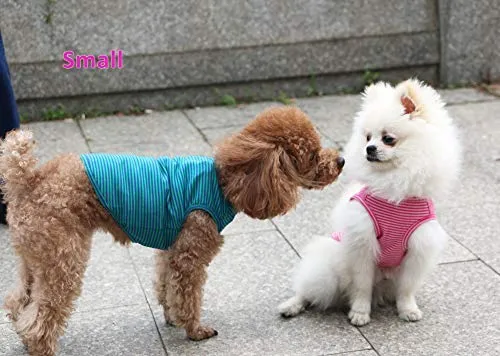 WEONE - Camisetas de algodón a rayas para perro, chaleco básico suave y transpirable