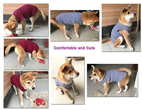 WEONE - Camisetas de algodón a rayas para perro, chaleco básico suave y transpirable
