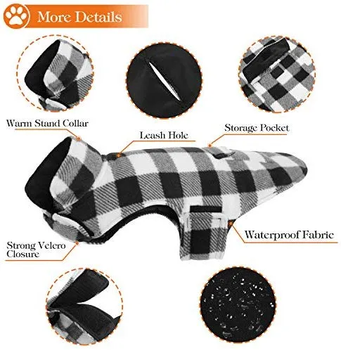 Aofitee - Abrigo reversible para perro, impermeable, estilo británico, a cuadros, para invierno, chaleco con forro de algodón cálido, resistente al viento, para perros pequeños, medianos y grandes