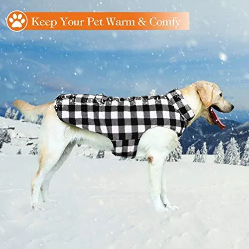 Aofitee - Abrigo reversible para perro, impermeable, estilo británico, a cuadros, para invierno, chaleco con forro de algodón cálido, resistente al viento, para perros pequeños, medianos y grandes