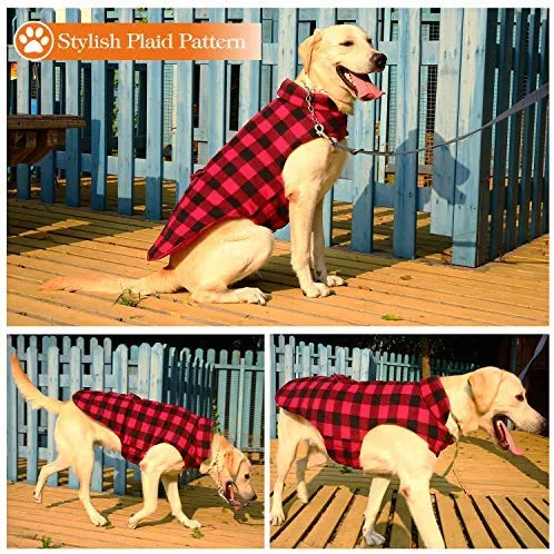 Aofitee - Abrigo reversible para perro, impermeable, estilo británico, a cuadros, para invierno, chaleco con forro de algodón cálido, resistente al viento, para perros pequeños, medianos y grandes