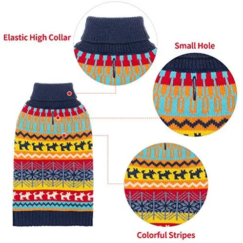 Mihachi – Sudadera para perro, ropa de abrigo de invierno con rayas coloridas para clima frío