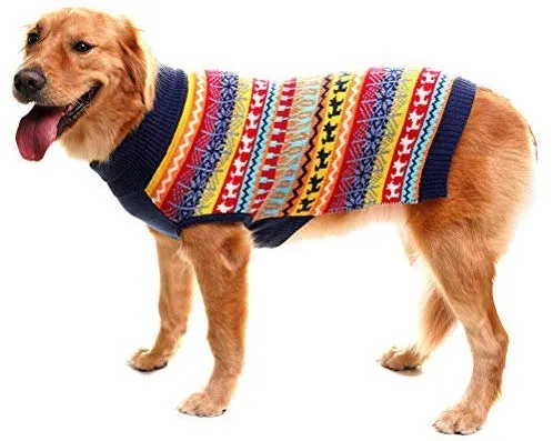 Mihachi – Sudadera para perro, ropa de abrigo de invierno con rayas coloridas para clima frío