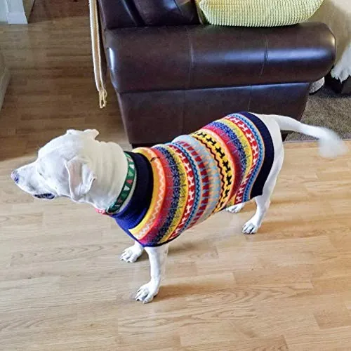 Mihachi – Sudadera para perro, ropa de abrigo de invierno con rayas coloridas para clima frío