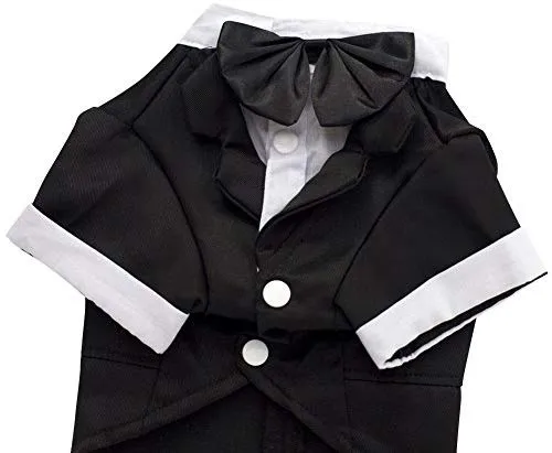 Kuoser - Camisa para perro, para cachorro o mascota, con corbata negra, ideal para bodas
