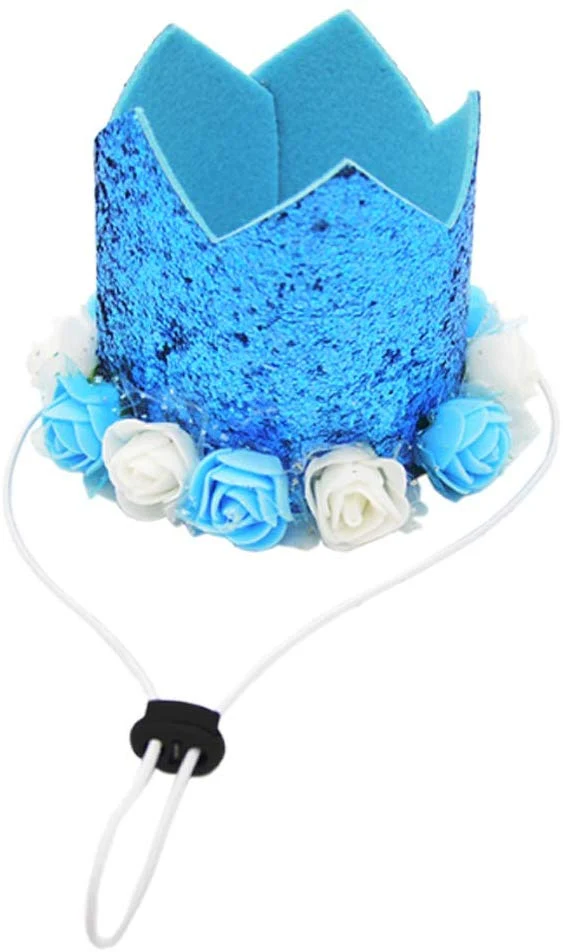 Bandana de cumpleaños para perro, pañuelo y corona, sombrero de cumpleaños, diseño de flores para perros de tamaño mediano a grande