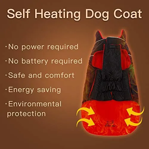 EXPAWLORER - Abrigo de invierno para perro, cálido, cómodo, impermeable, ligero, reversible, clásico, de cuello largo, chaleco de forro polar para el clima frío, para senderismo, al aire libre, rojo y negro