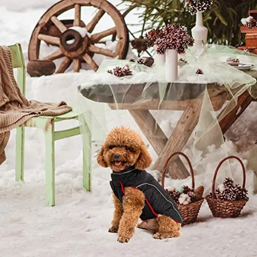 EXPAWLORER - Abrigo de invierno para perro, cálido, cómodo, impermeable, ligero, reversible, clásico, de cuello largo, chaleco de forro polar para el clima frío, para senderismo, al aire libre, rojo y negro
