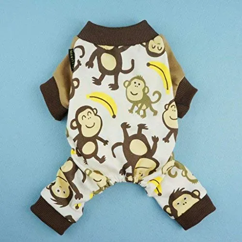 Pijama para mascotas Fitwarm de algodón suave con estampado de monos, marrón