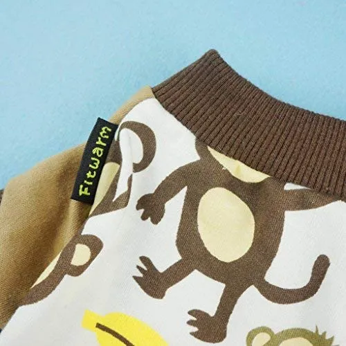 Pijama para mascotas Fitwarm de algodón suave con estampado de monos, marrón