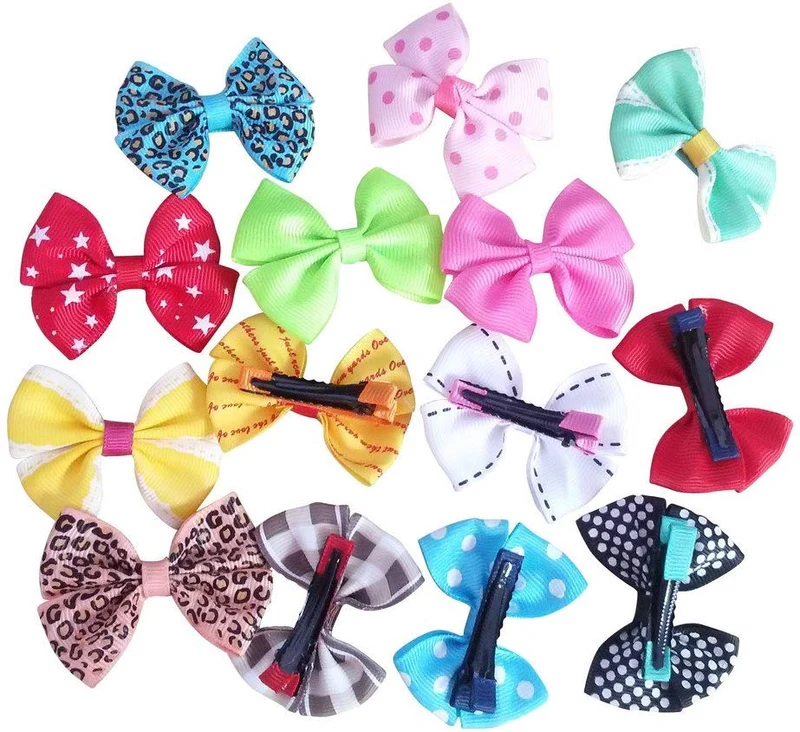 Pet perro de exposición lazos de pelo con Alligator Clips Bowknot Clips de pelo gato cachorro Yorkshire Grooming accesorios para el pelo surtido paquete de 20